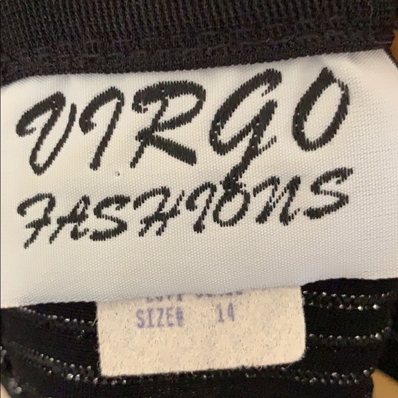 Virgo Black and Silver Halter Top Evening Dress - Picture 7 of 7